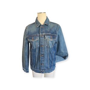 Arizona Jean Co Jean Jacket Juniors Size S Stretch Denim Dark Wash